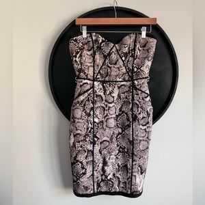 BCBG Strapless Snakeskin Print Dress Size 4